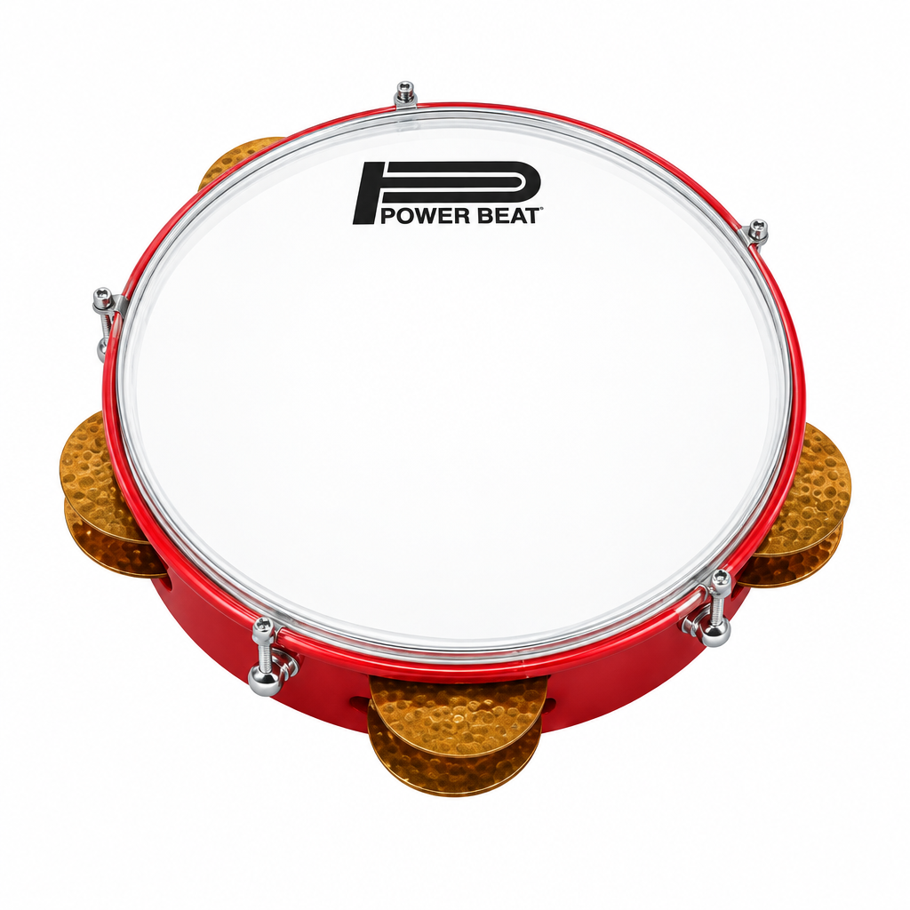 Power Beat red riqq straight front view with transparent head