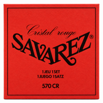 Close-up of the Savarez 570 CR package front label showing the Cristal rouge branding