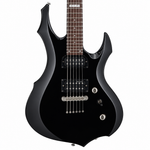 Close-up of the ESP LTD F-10 Series pickups, bridge, and controls