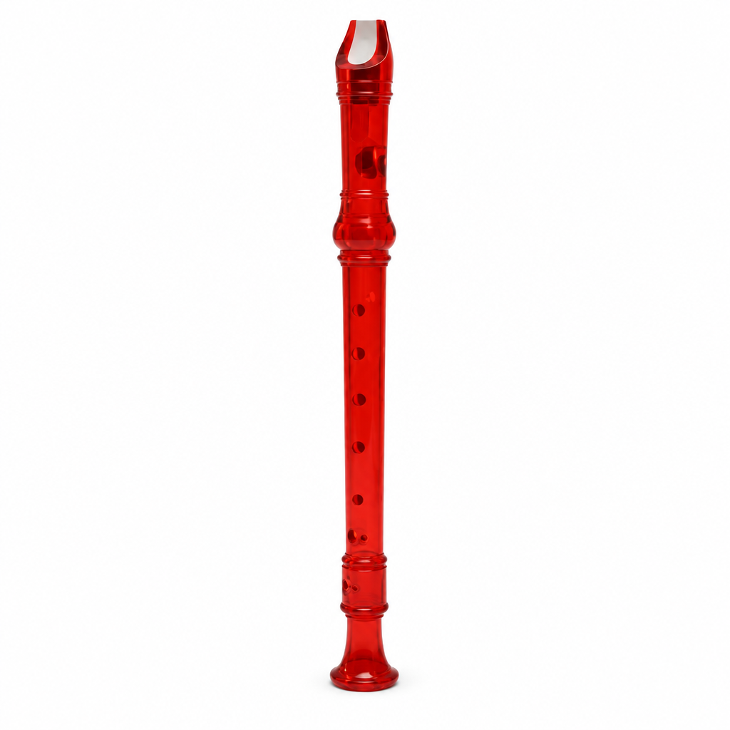 Dark red soprano recorder front view