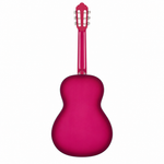 Valencia VC103PKS 3/4 Pink Sunburst classical guitar, straight back view showing the pink finish and 3/4 body