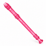 Pink Chinese soprano recorder, angled view without branding