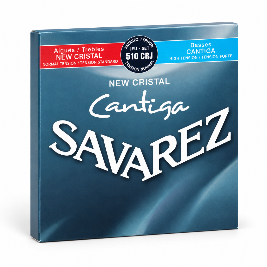 Savarez 510CRJ classical guitar strings package, three-quarter angled view
