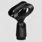 Unbranded A2 microphone holder shown from the front with its black holder body, opening, adjustment joint, and mounting base