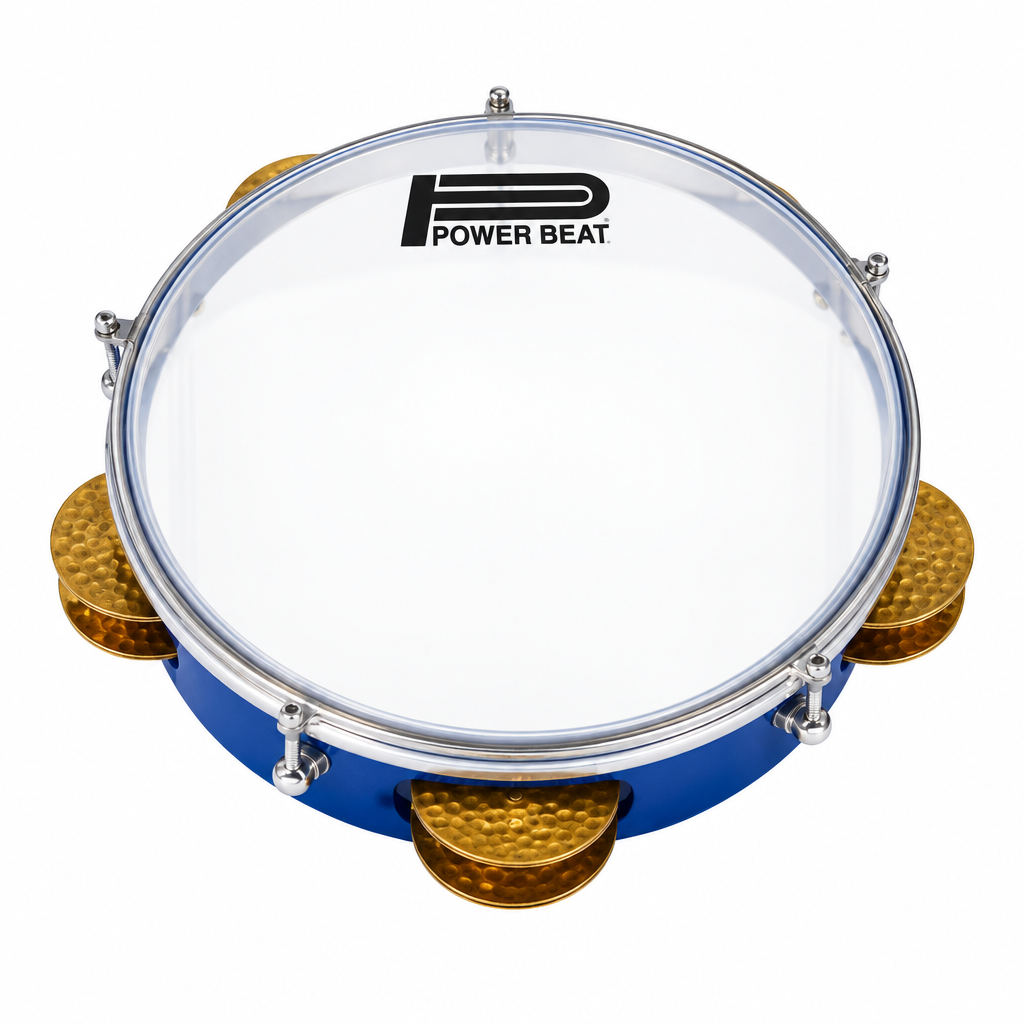 Power Beat blue riqq straight front view with transparent head