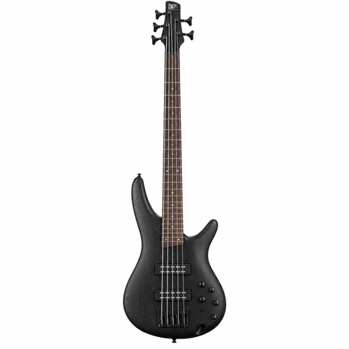Ibanez SR305EB-WK Weathered Black five-string electric bass guitar, straight front view