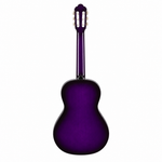 Valencia VC103PPS 3/4 Purple Sunburst classical guitar, straight back view showing the purple finish and 3/4 body