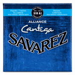 Close-up of the Savarez Alliance Cantiga 510 AJ bass guitar strings package front label