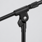 Close detail of the unbranded M-300 microphone stand boom joint, adjustment knob, support connection, and stand tube