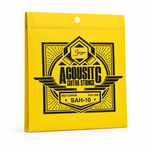 Smiger SAH-10 .010-.048 red copper acoustic guitar strings package, three-quarter angled view showing package thickness and original manufacturer design