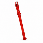 Dark red soprano recorder angled view