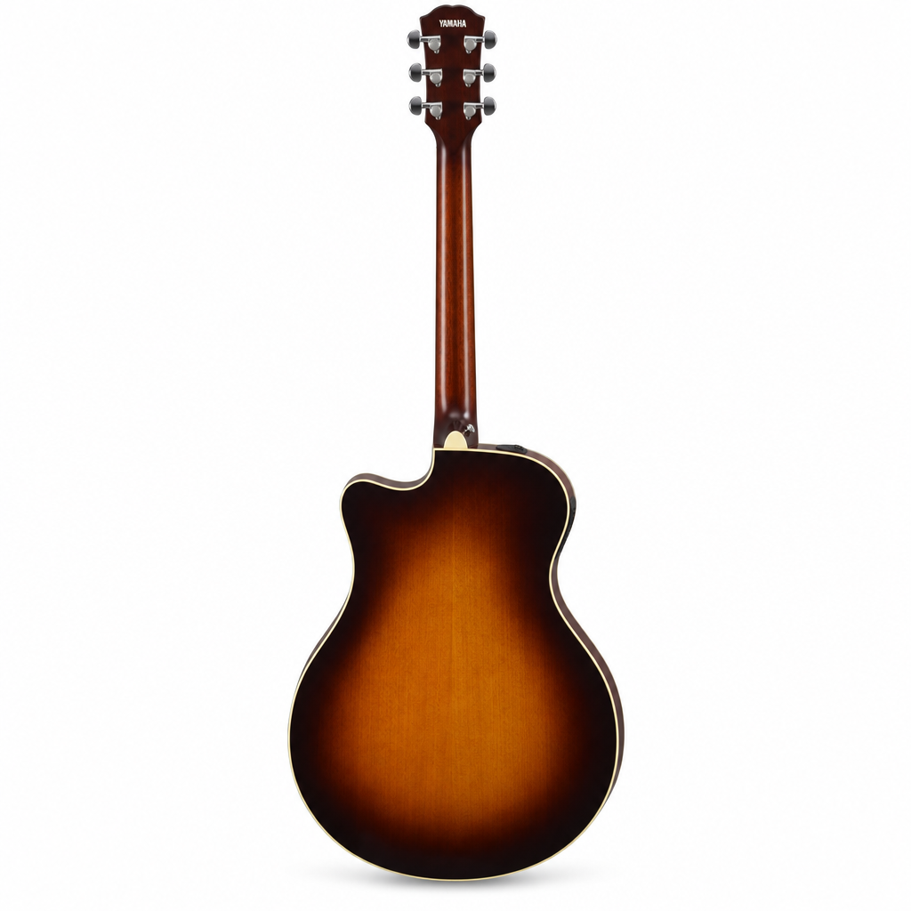 Yamaha APX600 OVS Old Violin Sunburst acoustic-electric guitar, rear view