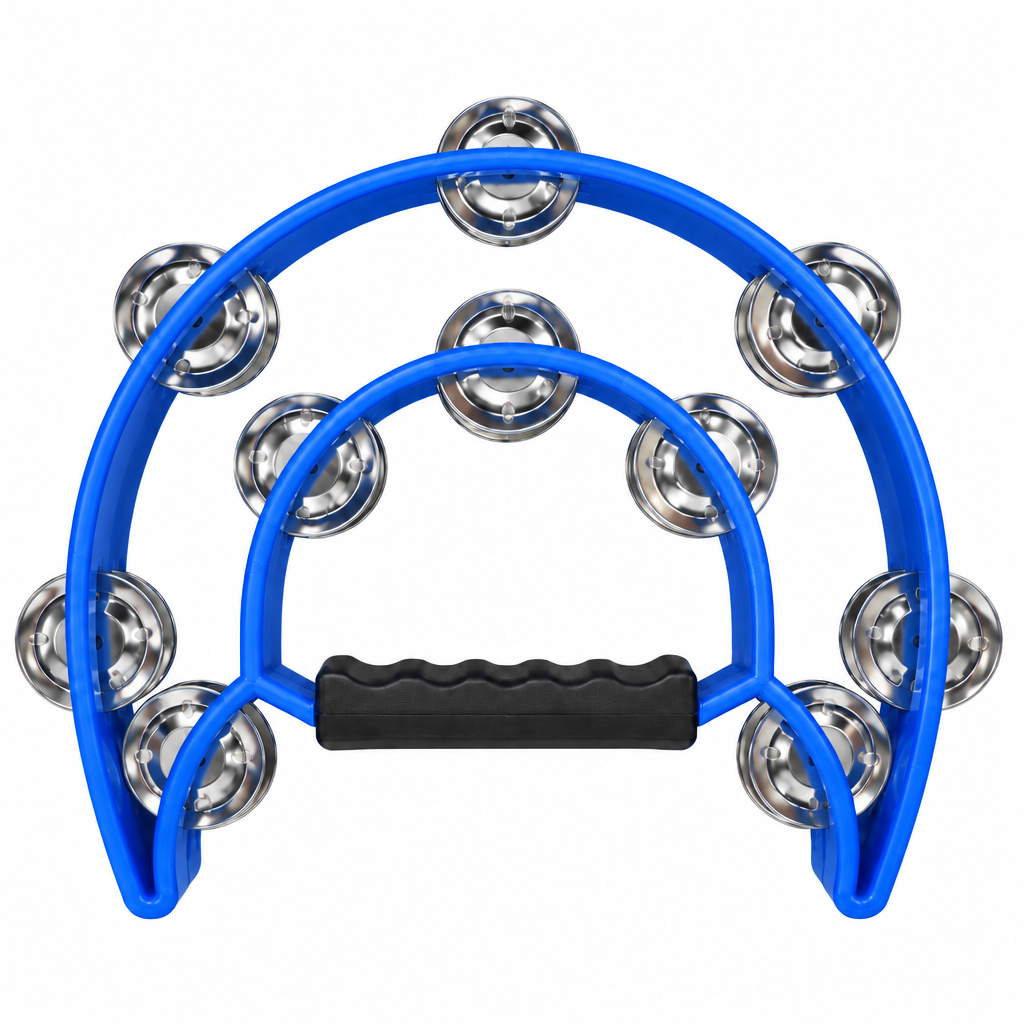 Teniniyu blue half-moon tambourine, front view