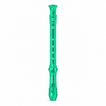 Green Chinese soprano recorder, full front view without branding