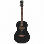 Ibanez PN14MHE-WK Weathered Black Open Pore parlor acoustic-electric guitar, front view