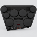 Full front view of the Yamaha DD-75 mini electronic drum kit with eight touch-sensitive pads, controls and speakers.