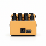 Boss AC-3 Acoustic Simulator guitar pedal shown from the back with rear power socket, connected jacks, housing, screws, and visible original rear marking on a white background