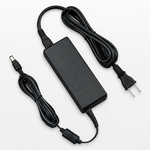 Yamaha PA300C AC power adapter with the adapter body and attached cables arranged on a light background.