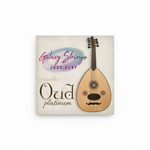 Galaxy Oud Strings Platinum package lying flat with the front label visible and original Galaxy Strings and Arabic Oud Platinum details preserved on a clean white background