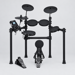 Medeli DD630S electronic drum kit shown from a three-quarter angle with its rack, pads, cymbals, pedals, and central sound module