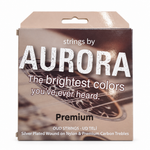 Aurora Dodo oud strings package, straight front view showing the original Aurora packaging