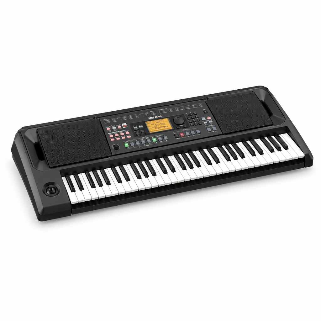45-degree view of the Korg EK-50 61-key arranger keyboard.