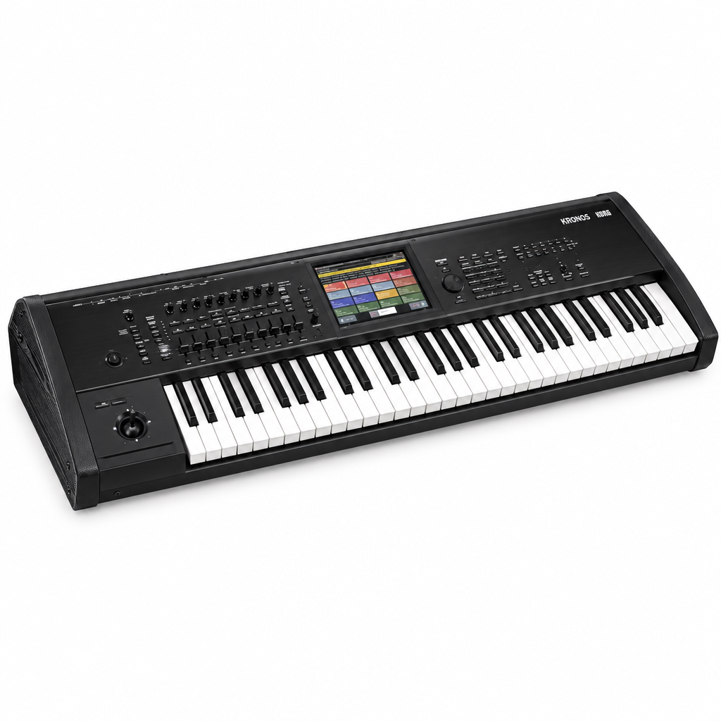 Korg KRONOS 3 professional music workstation keyboard, three-quarter front view showing the keys, screen, controls, and chassis