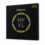 45-degree side view of the D'Addario NYXL0946 electric guitar strings package, 09–46 gauge.