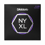 Front view of the D'Addario NYXL1149 11–49 medium-gauge electric guitar strings package.