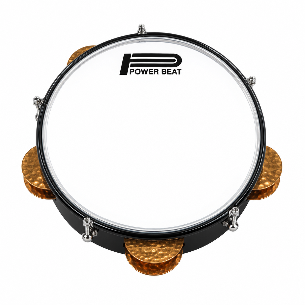 Power Beat black riqq straight front view with transparent head