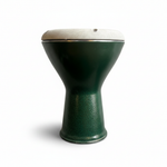 Unbranded Syrian Darbuka B.B upright front view showing the green goblet body, light drumhead, rim, and hardware on a clean white background