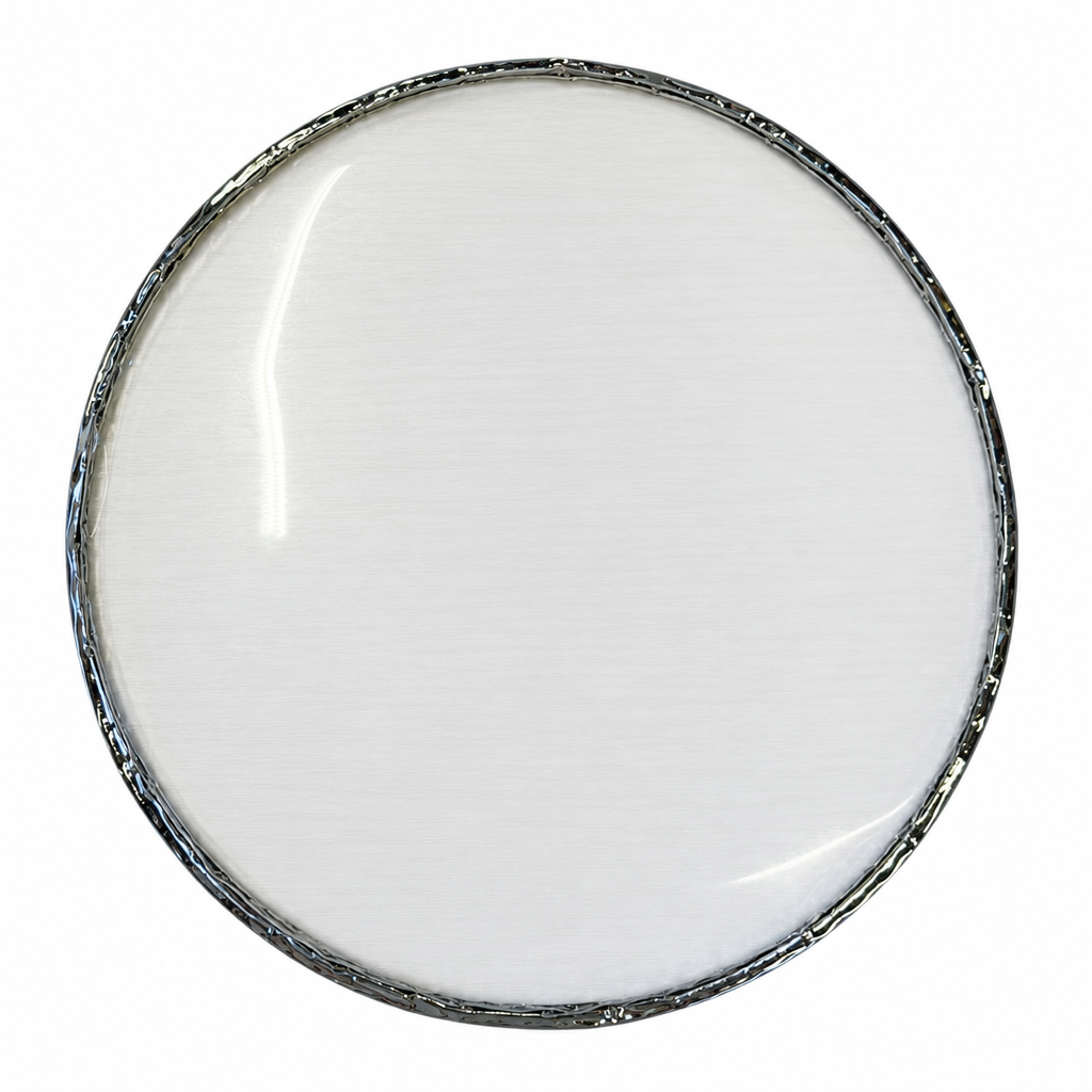 22 cm white darbuka replacement drumhead, straight top view showing the circular playing surface and finished rim