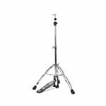 One Cymbal G510 cymbal stand shown from the front with its tripod base, hardware, and integrated pedal at the lower end