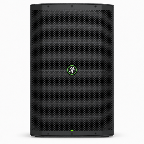 Full front view of the Mackie Thump215 powered loudspeaker with its front grille and Mackie badge.