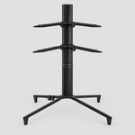 Unbranded Z-80 black double-tier keyboard stand shown from the front with two support levels, adjustable arms, and rubber feet