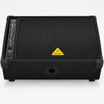 Front view of the Behringer Eurolive F1320D active floor monitor with its wedge cabinet and grille.