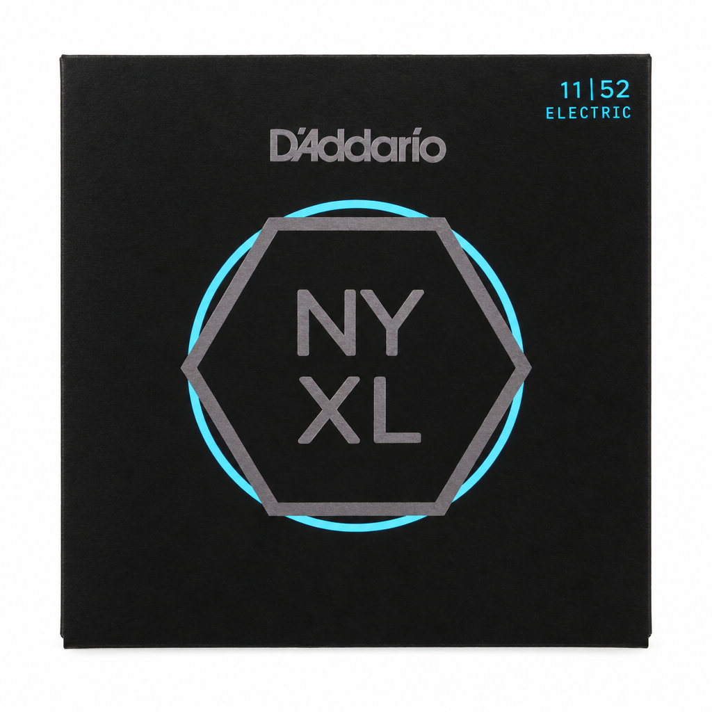 Front view of the D'Addario NYXL1152 11–52 electric guitar strings package.