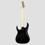 Straight-on full rear view of the black Ibanez GRG170DX electric guitar.