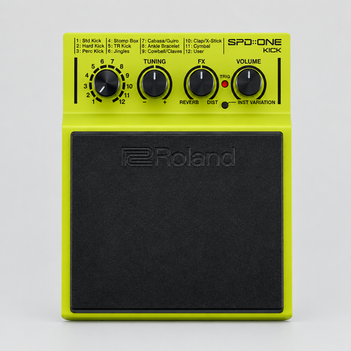 Front view of one Roland SPD-ONE KICK single-zone electronic percussion pad.