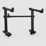 Unbranded Q-50 black keyboard stand extension shown from a three-quarter angle with mounting brackets, upper support arms, and adjustment knobs
