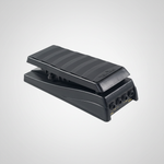 One Proel GF14L black foot pedal shown in a three-quarter diagonal view with its tread surface, side profile, connectors, and branding