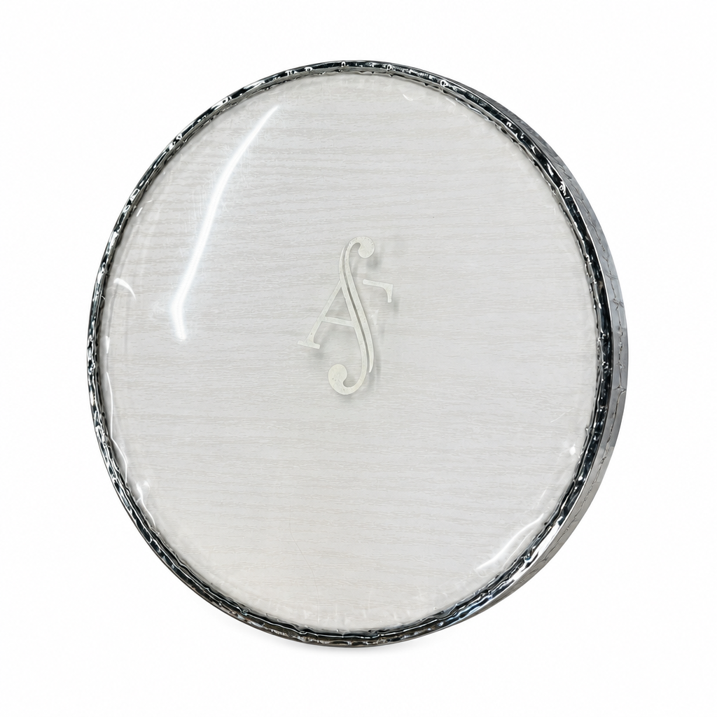 23 cm darbuka replacement drumhead at an angled view showing the rim and edge thickness
