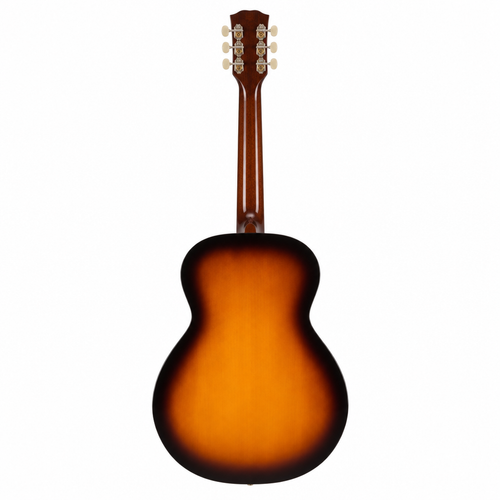 Grape 38-inch sunburst acoustic guitar, straight back view showing the sunburst finish