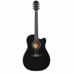Grape 38-inch black acoustic guitar, straight front view
