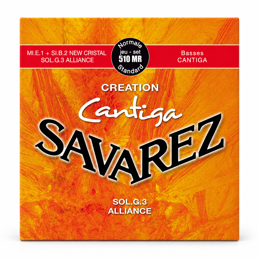 Savarez Creation Cantiga 510 MR bass guitar strings package, straight front view