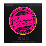 Smiger GPA-012 acoustic guitar strings package close-up with the white sticker removed, showing the Custom Light label and listed string gauges