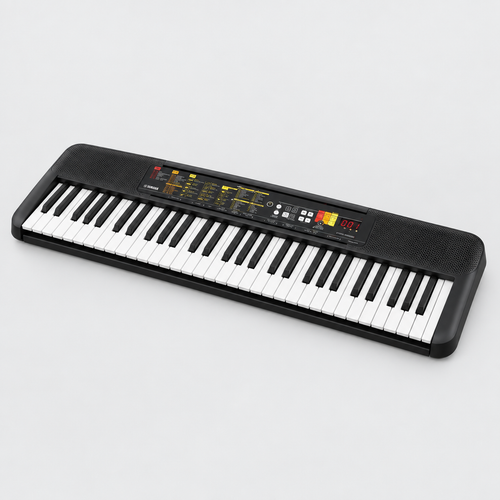 Full front-right three-quarter view of the Yamaha PSR-F52 portable keyboard.