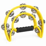 Teniniyu yellow half-moon tambourine, angled view