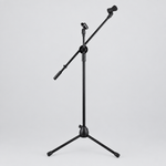 Unbranded M-200 microphone stand shown from the front with its adjustable support, microphone mounting components, and tripod base