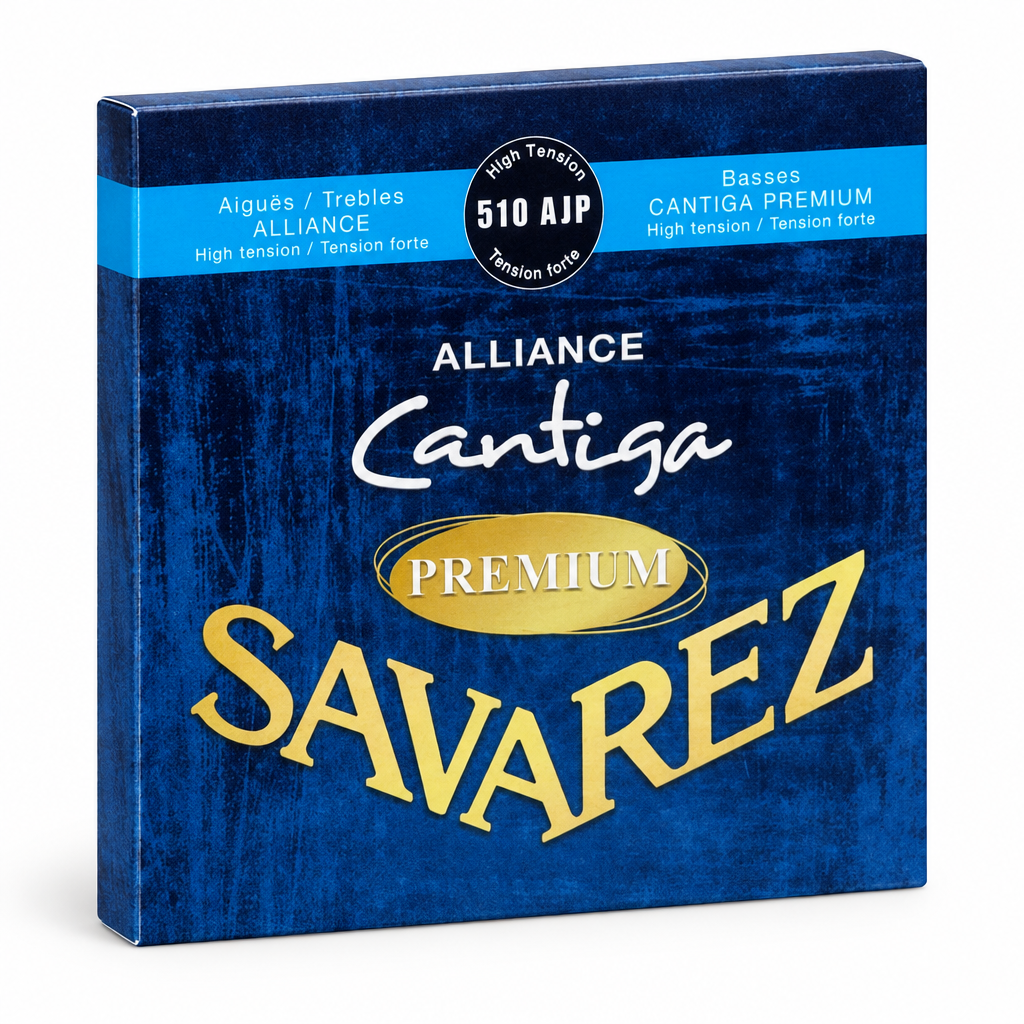 Savarez Alliance Cantiga Premium 510AJP bass guitar strings package, three-quarter angled view